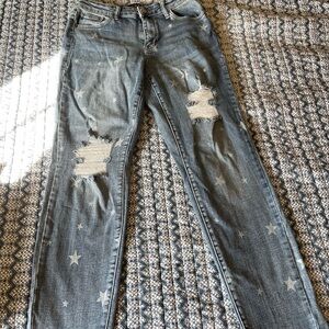 Judy Blue Starry Distressed Blue Jeans